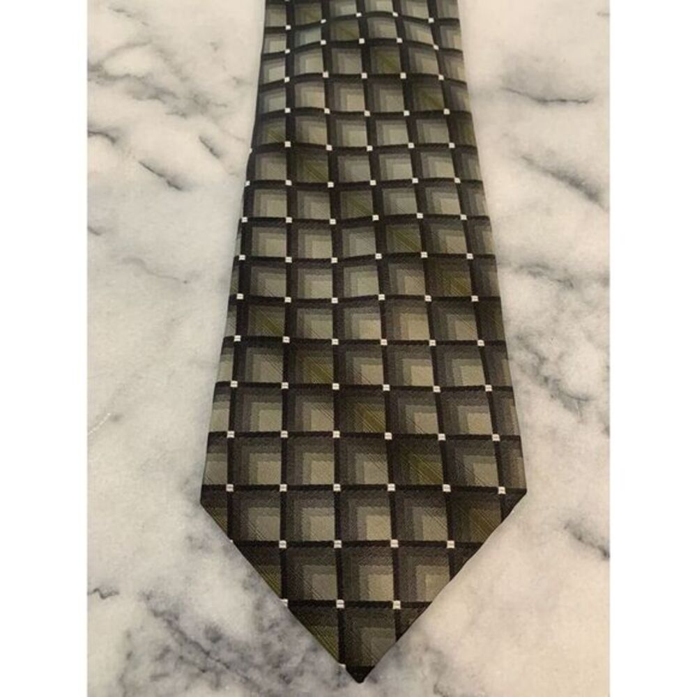 Pierre Cardin 100% Silk Geometric Brocade Tie Made In USA